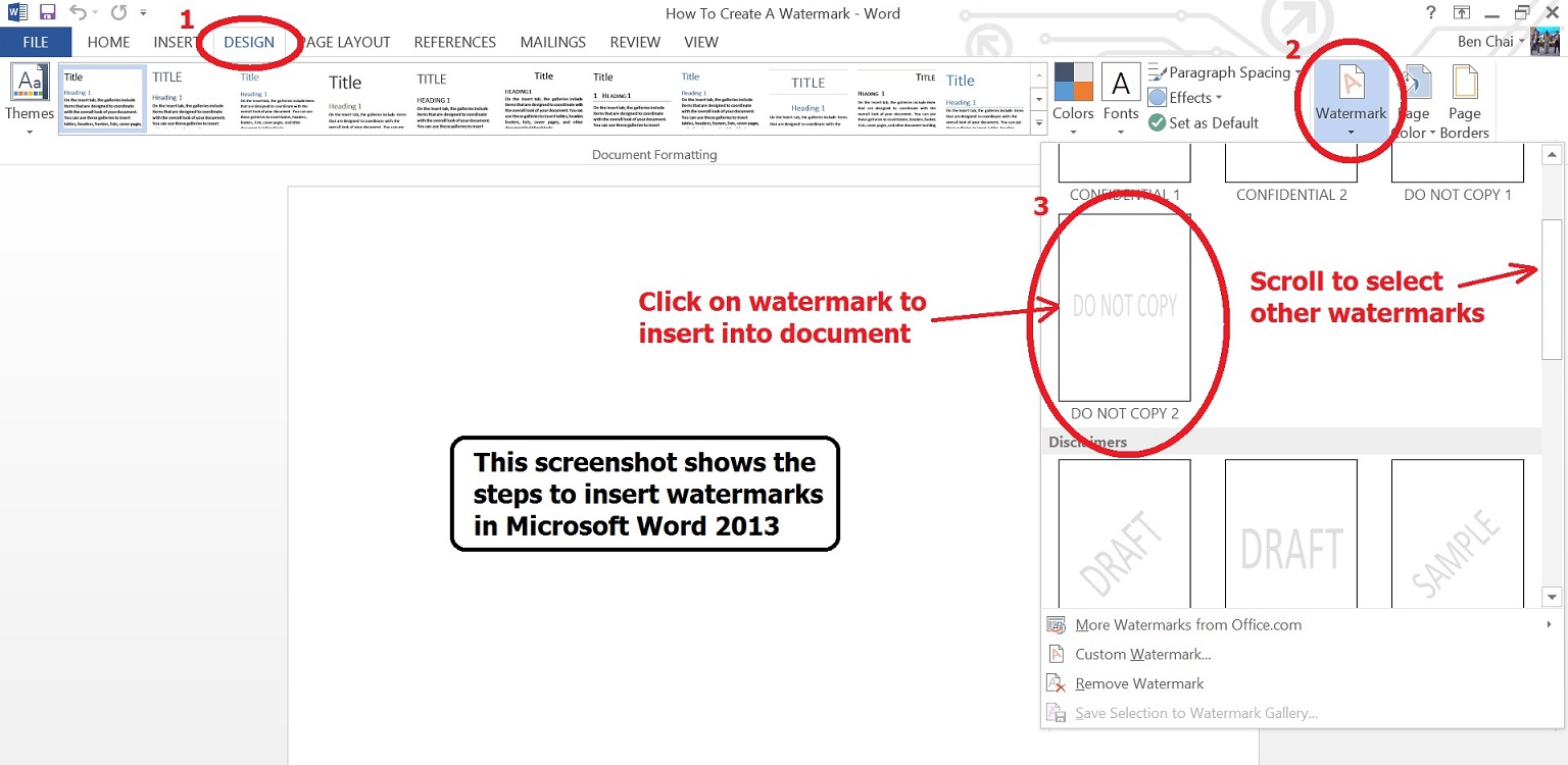 watermark for word 2010