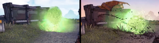 Borderlands 2 comparison shot PhysX is turned off on the left