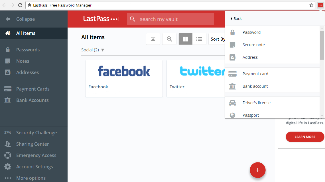LastPass screen grab