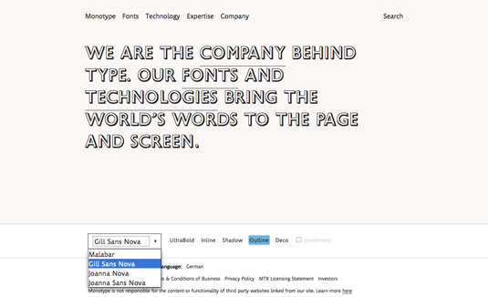 Landing page design - Monotype