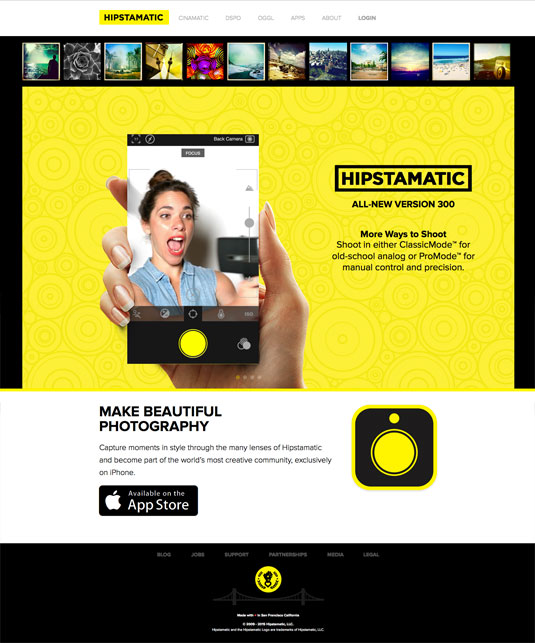 Landing page design - Hipstamatic