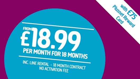£75 pre-paid Mastercard gives Plusnet some of the best cheap broadband deals in the UK