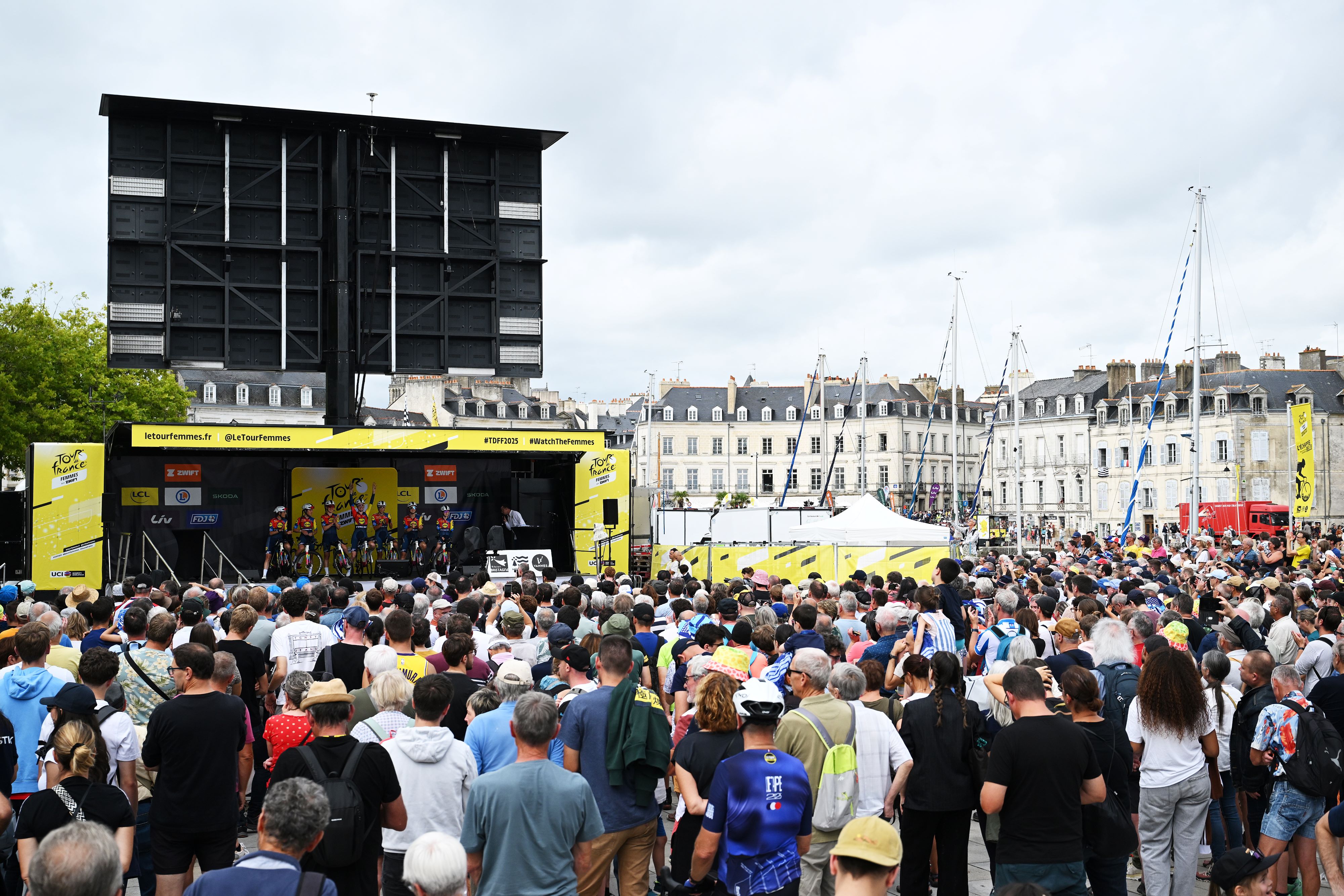 Lidl-Trek at team presentation before stage one of the Tour de France Femmes 2025