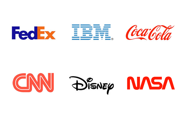 Logo design - Federal Express, IBM, Coca-Cola, CNN, Disney, NASA