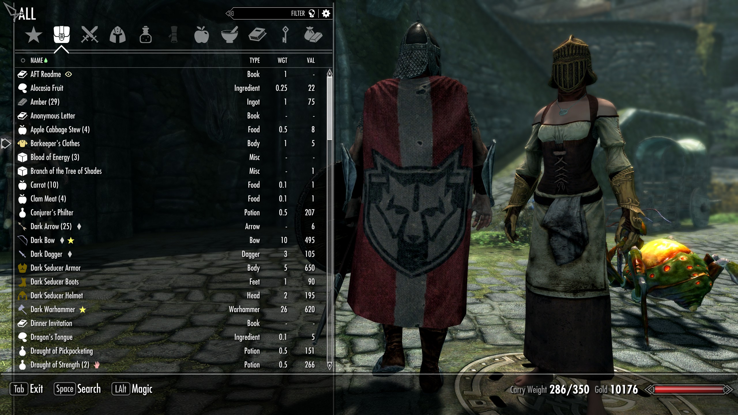 100% essential Skyrim mod lets you see yourself in the inventory menu