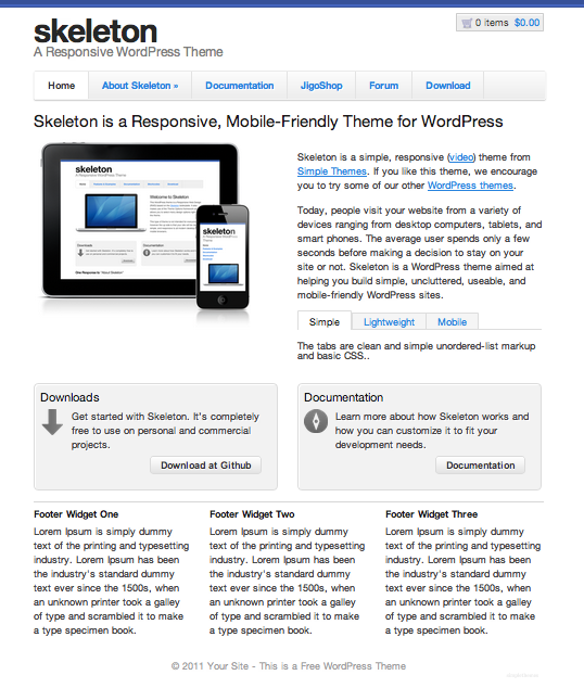 Free WordPress themes: Skeleton