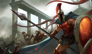 A white male with a spear