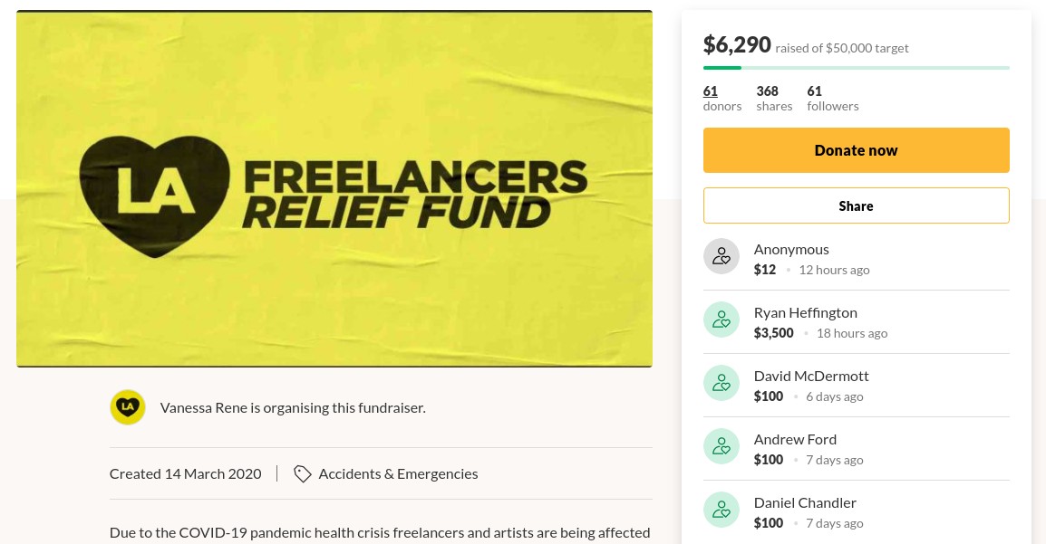 Homepage of Freelancers Relief Fund