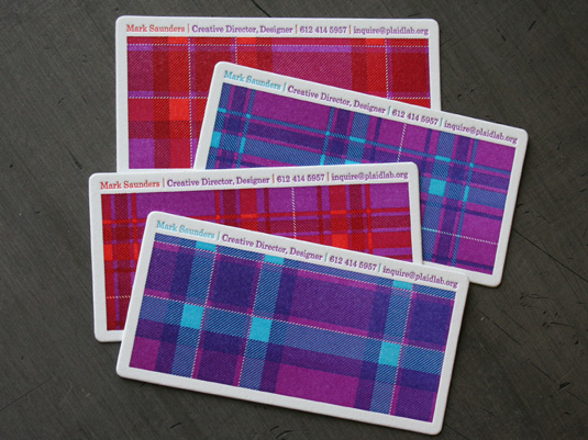 Letterpress business cards: The Plaid Lab