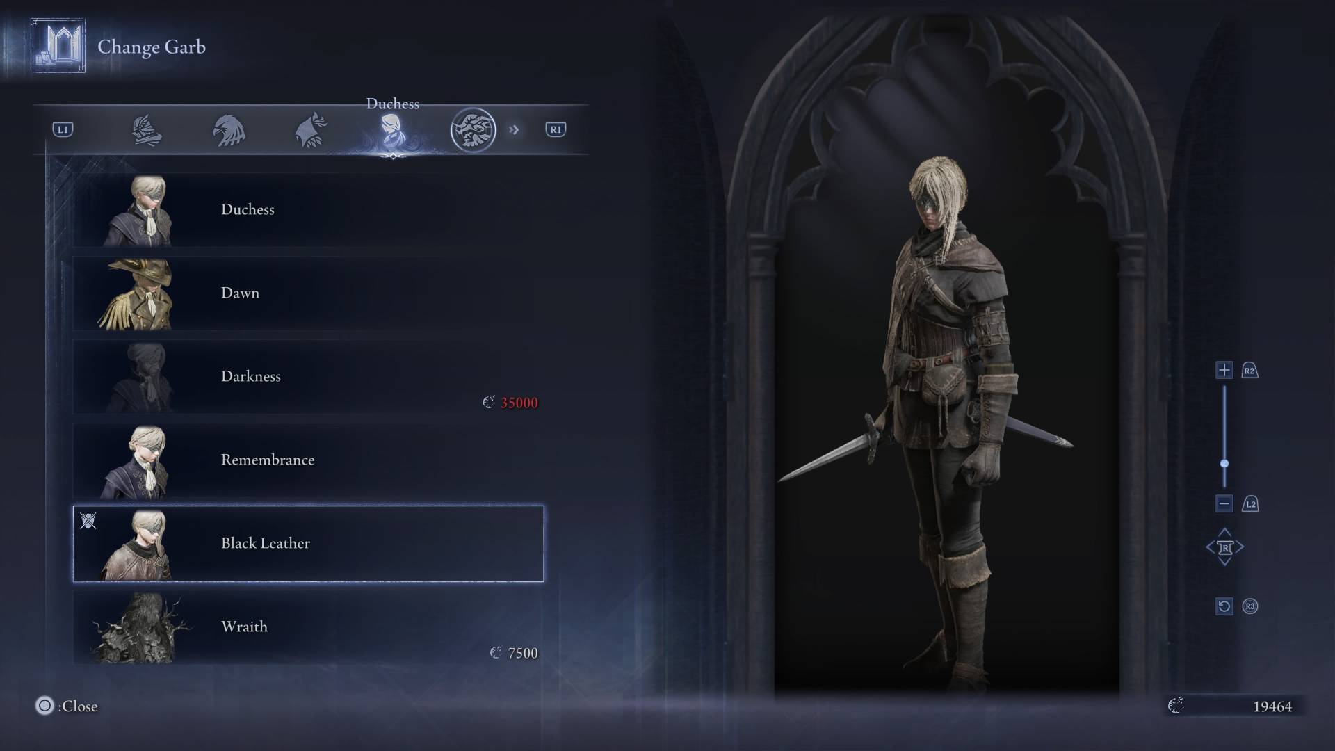 Elden Ring Nightreign skins black leather duchess