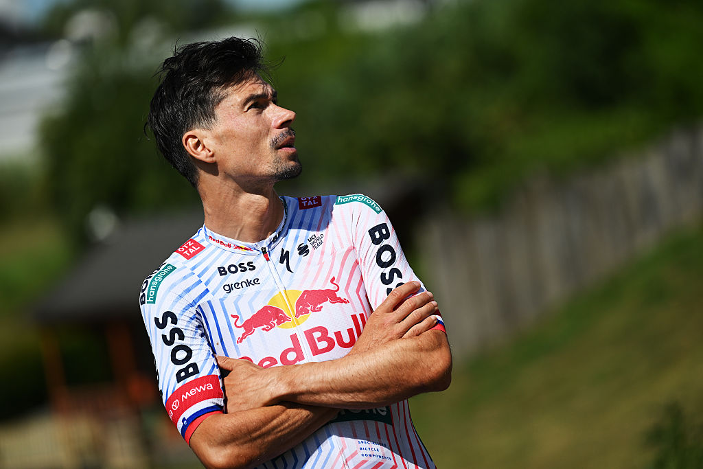 LILLE, FRANCE - JULY 04: Primoz Roglic of Slovenia and Team Red Bull - BORA - hansgrohe during the training of Team Red Bull - BORA - hansgrohe prior to the 112th Tour de France 2025 / #UCIWT / on July 04, 2025 in Lille, France. (Photo by Dario Belingheri/Getty Images)