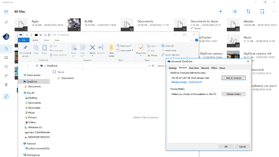 OneDrive not integrated