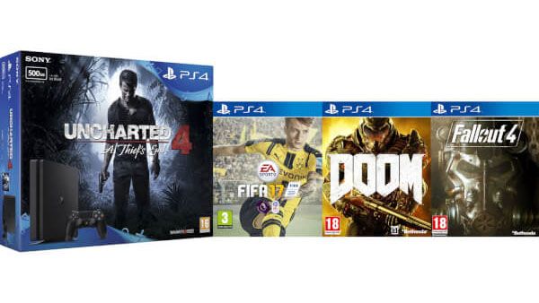 Cyber Monday: The best value PS4 bundle yet! 500GB PS4 Slim with Uncharted 4, Doom, FIFA 17 and Fallout 4 for £229.99 from Zavvi