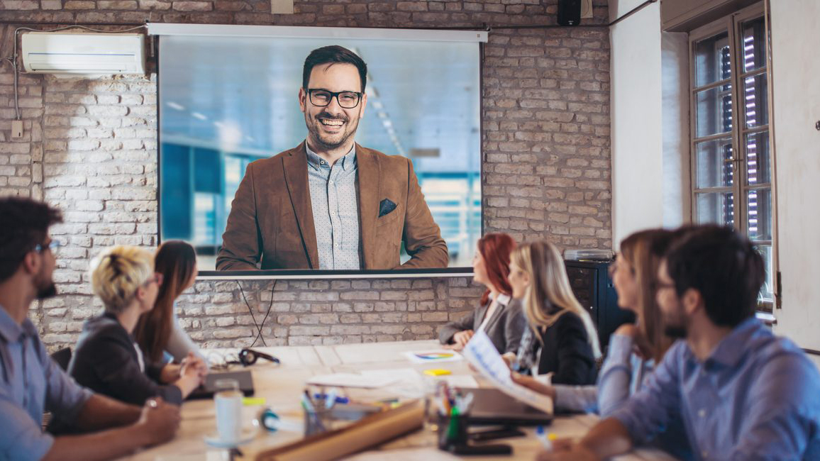 Video conference on projector