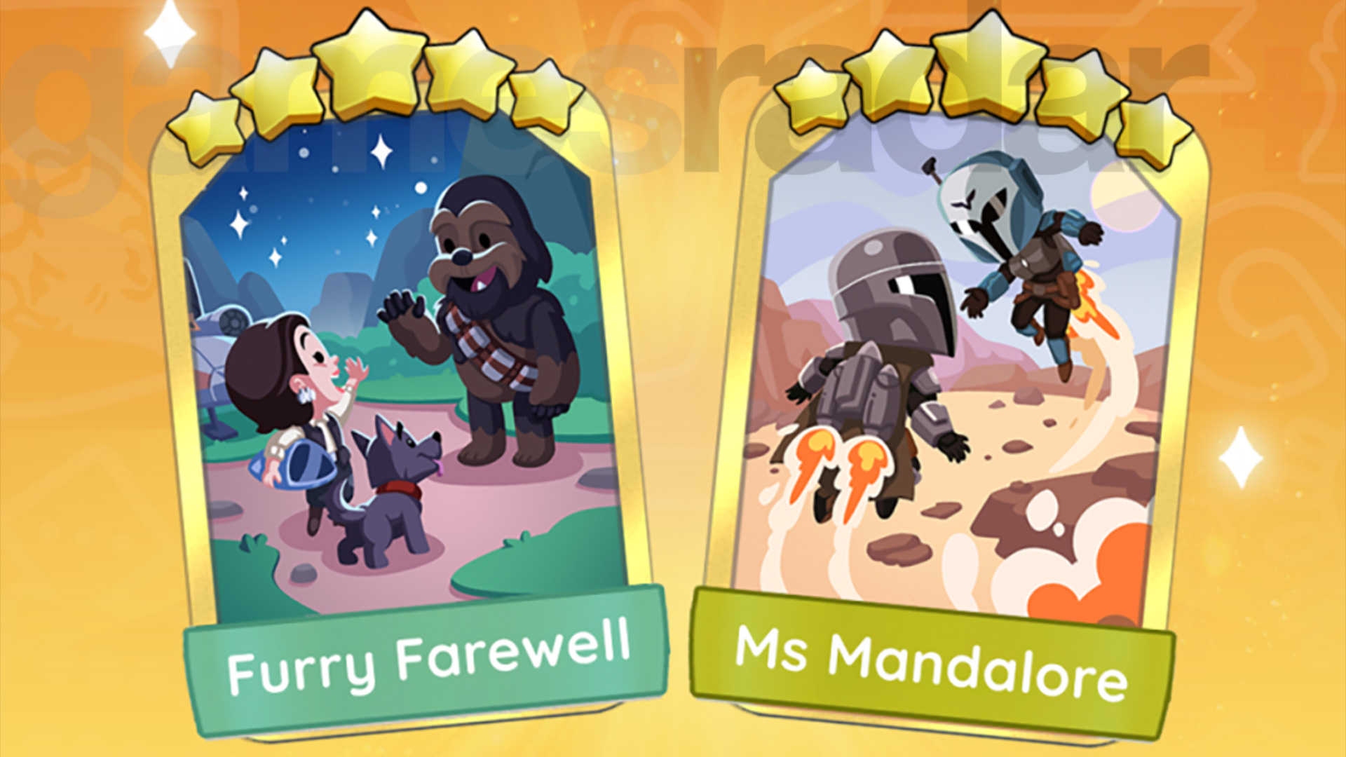 Monopoly Go Golden Blitz featuring Ms Mandalore and Furry Farewell