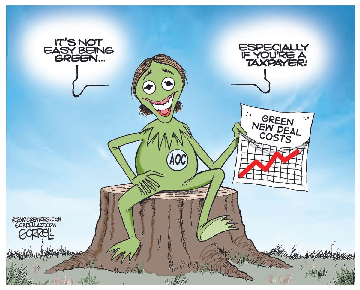 Political Cartoon U S Alexandria Ocasio Cortez Green New Deal Kermit