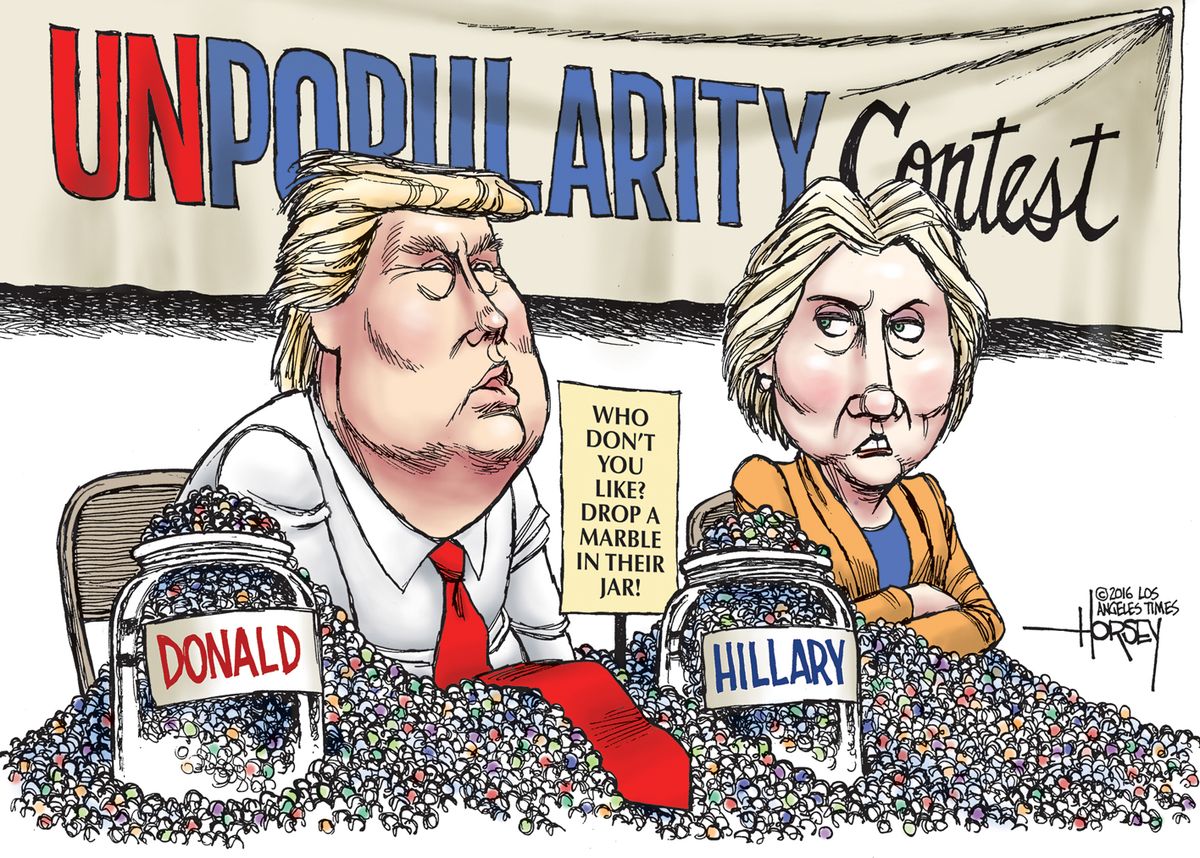 Political Cartoon U S Donald Trump Hillary Clinton Unpopularity