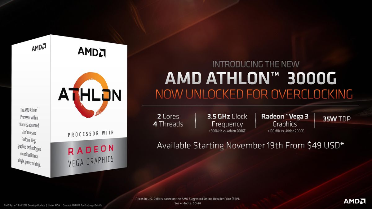 Amd Athlon G Unlocking Overclocking On The Low End Amd Unveils