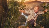 Robson Green among the trees of the Amazon and overlooking a mighty river