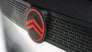 The new Citroen logo on the front of a car