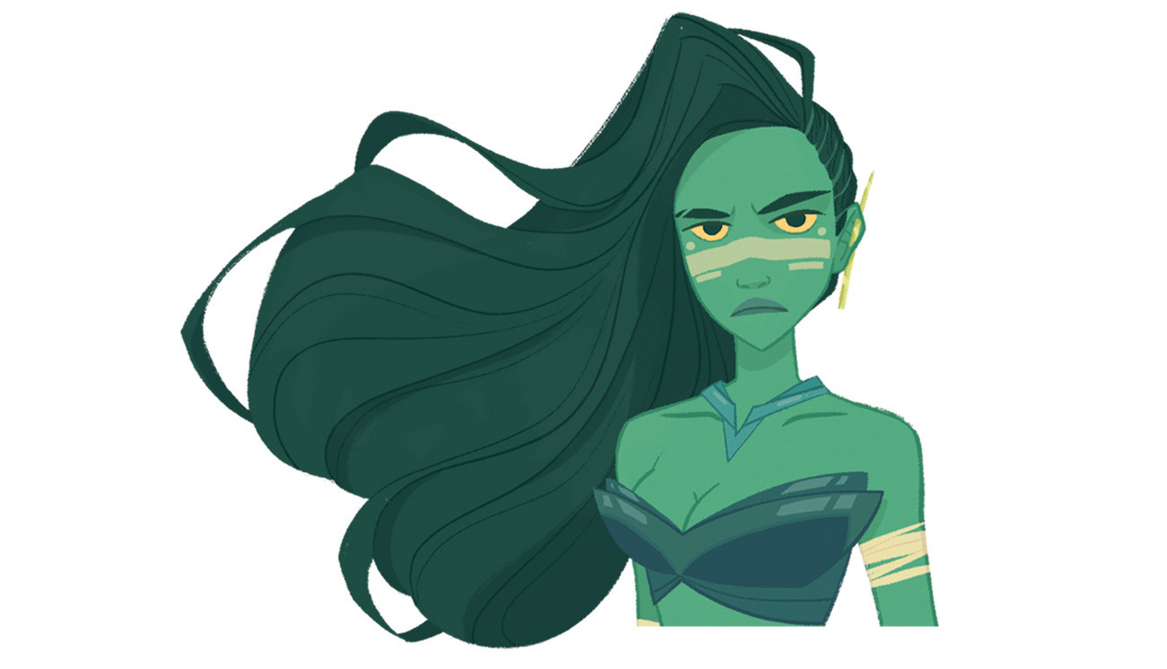 character with strong hair