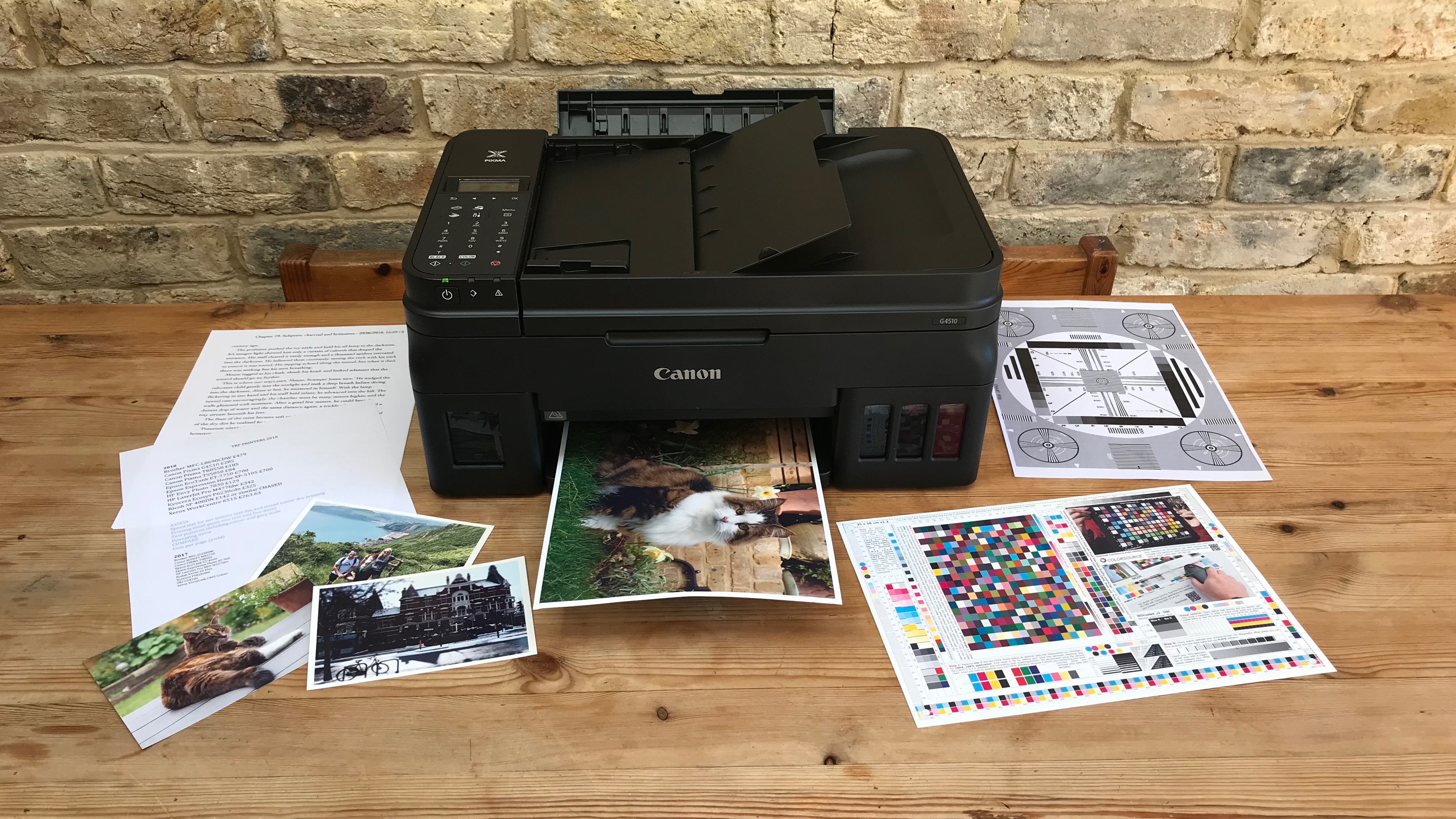 Printer with test pages