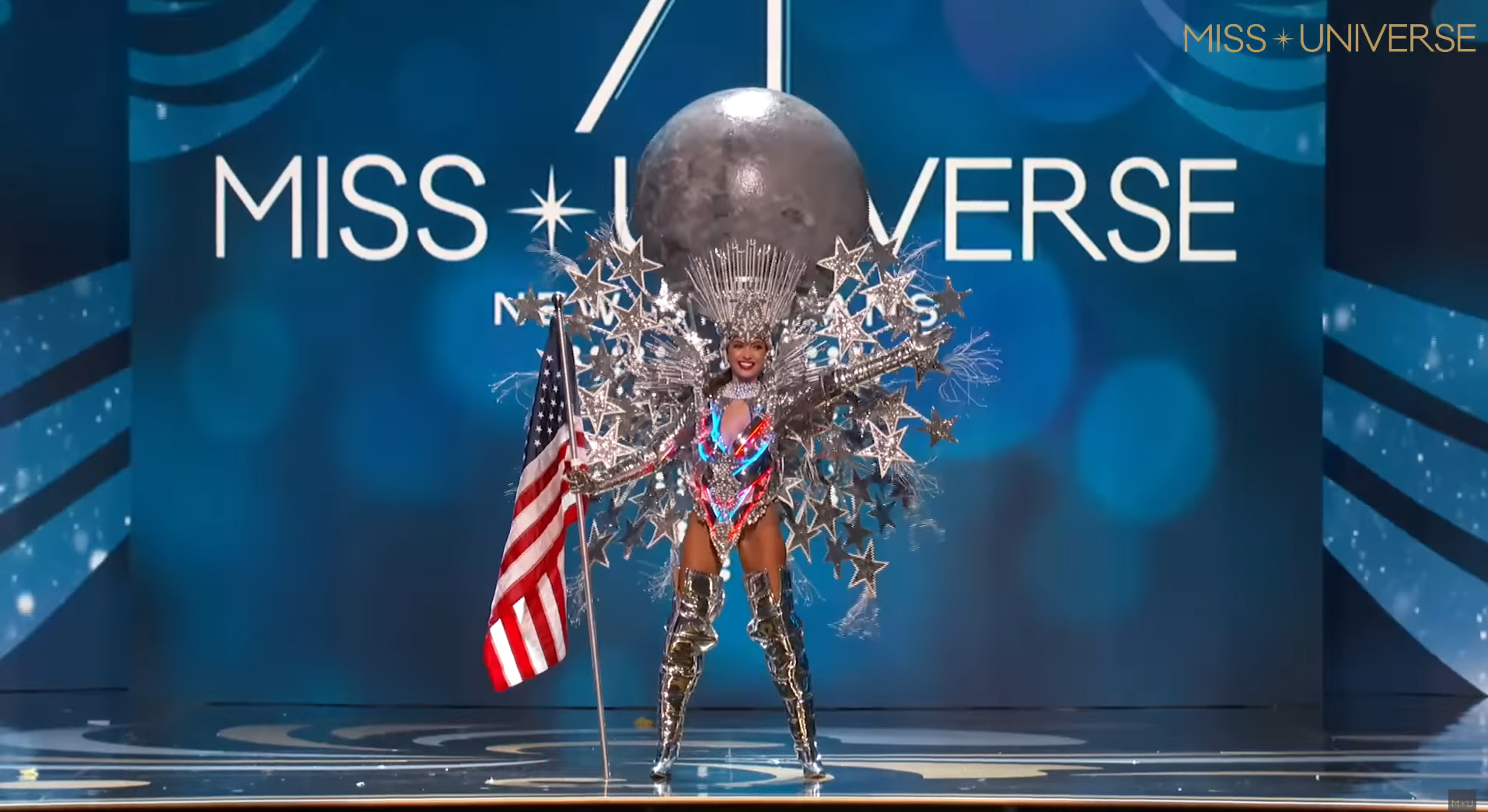 Miss USA R'Bonney Gabriel celebrates NASA moon landing in Miss Universe 2023 national costume contest