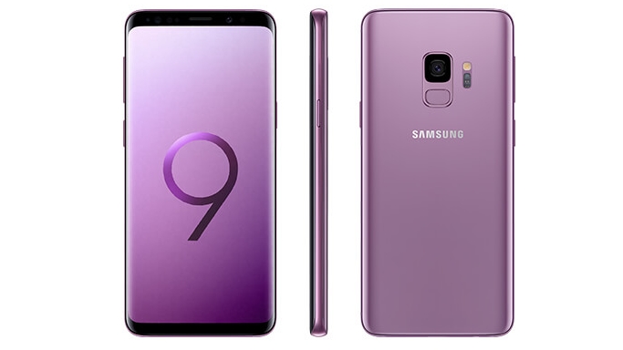 Samsung Galaxy S9 front, side and back profiles