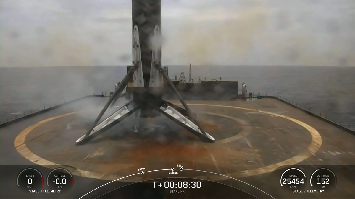 Spacex Launches Starlink Satellites Lands Rocket At Sea Space