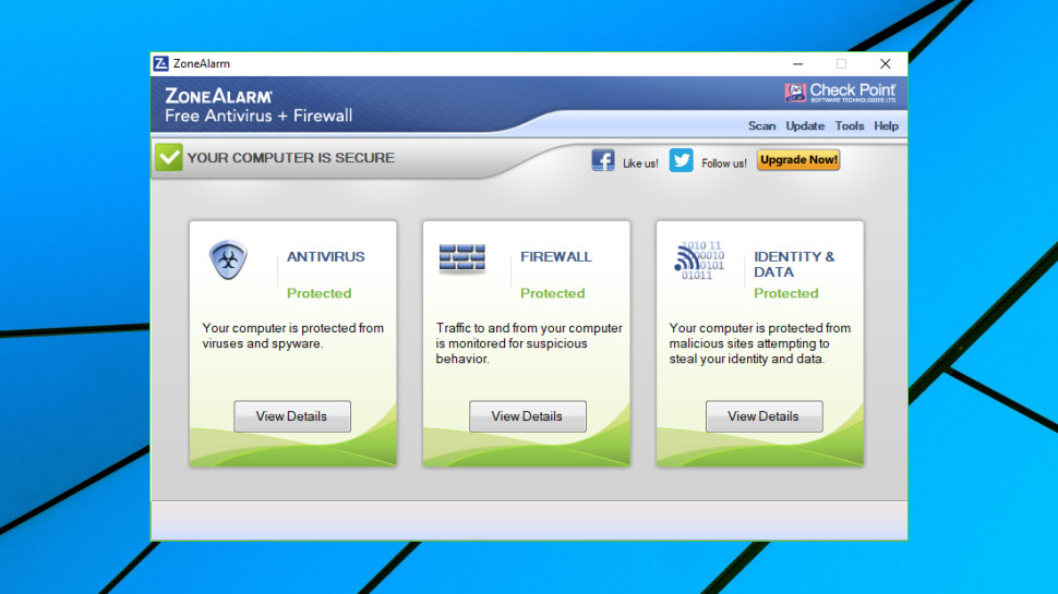 ZoneAlarm Free Antivirus console