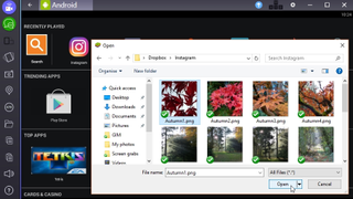 imported photos not showing in instagram bluestacks