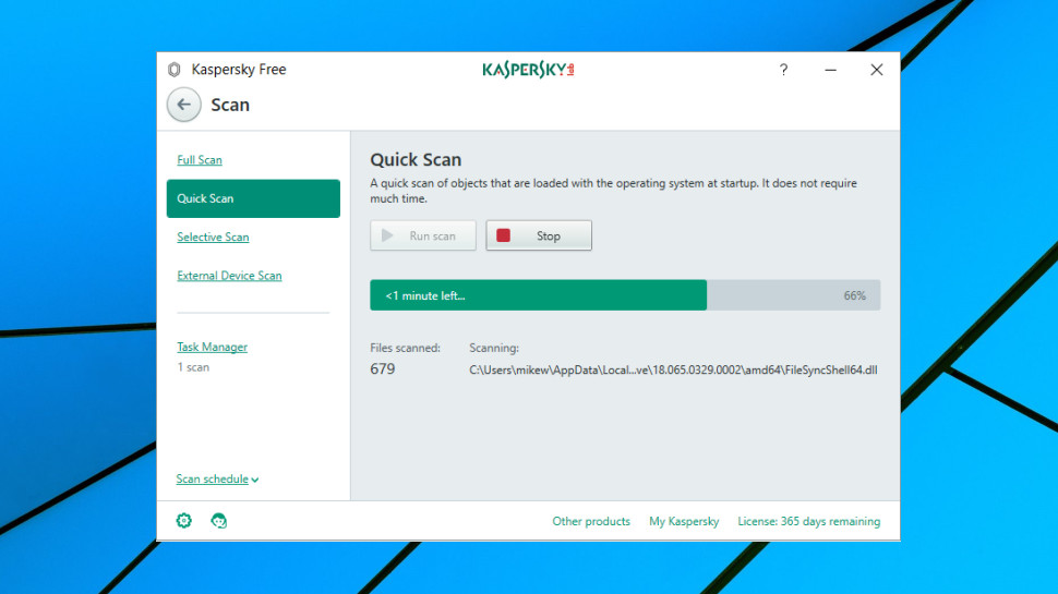 Kaspersky Free Antivirus scanning