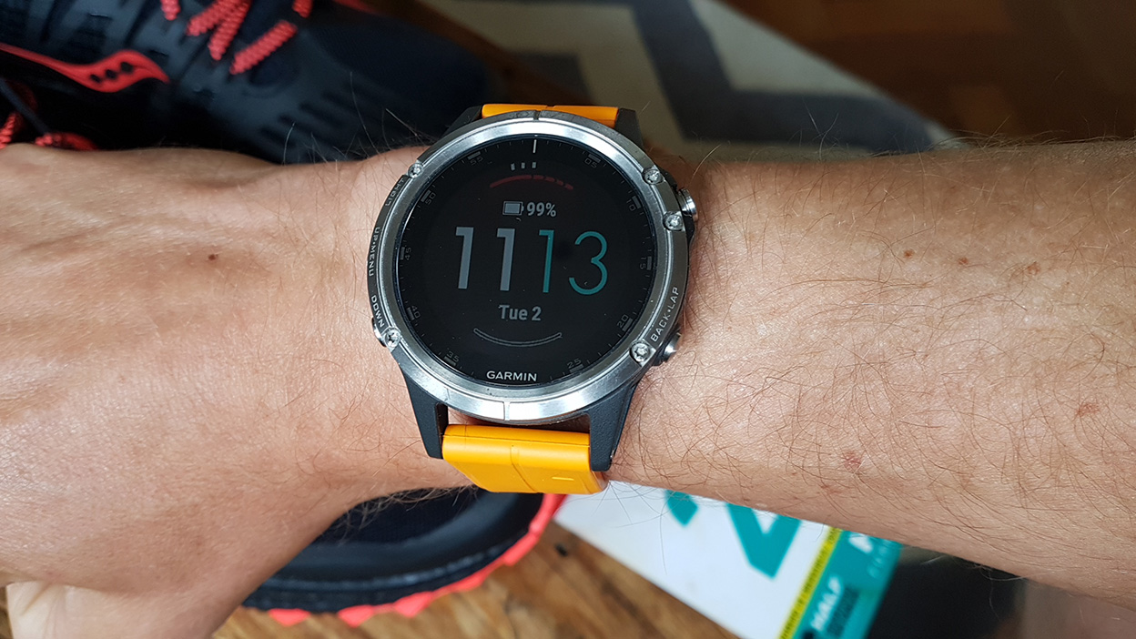 garmin fenix 5 plus sapphire titanium optic solar flare orange band