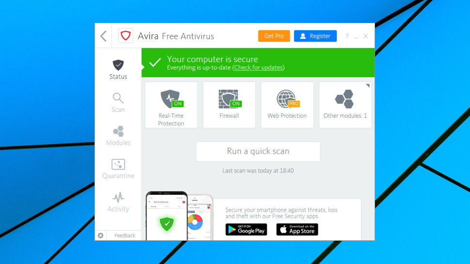 Avira Free Antivirus status