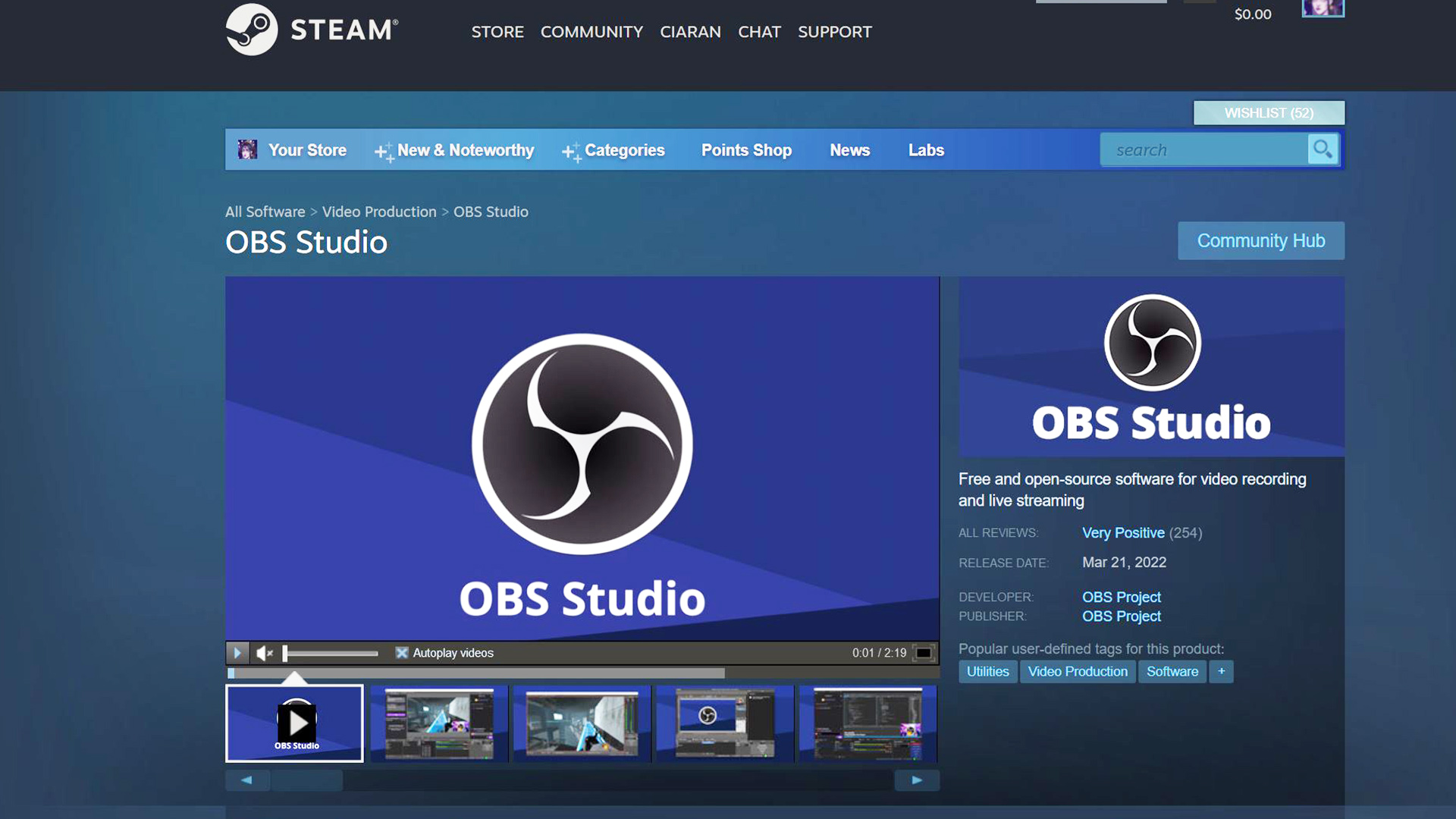  OBS on Steam makes updating a breeze 
