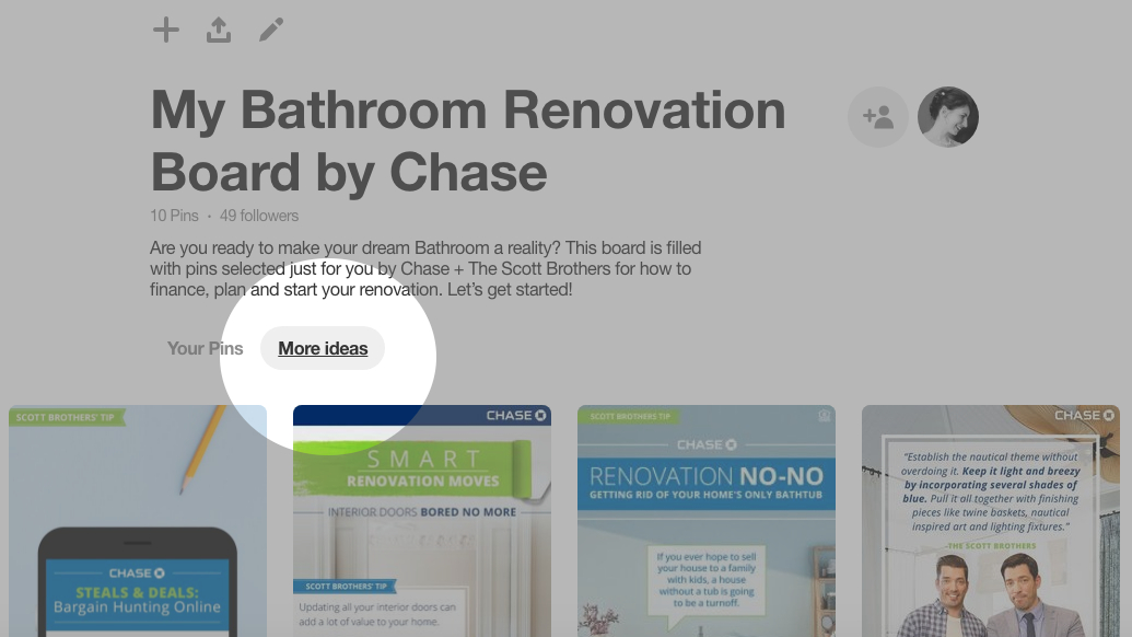 Pinterest More Ideas tab