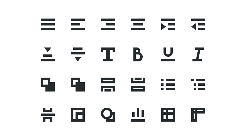 Set of glyphs