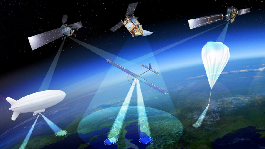 Graphic of a network of satellites