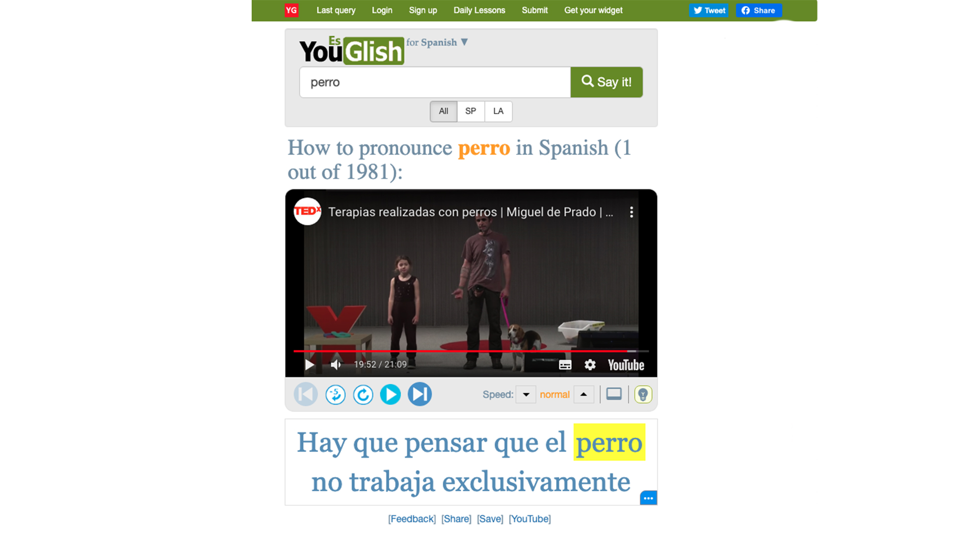 Youglish Spanish Mister Lloyd