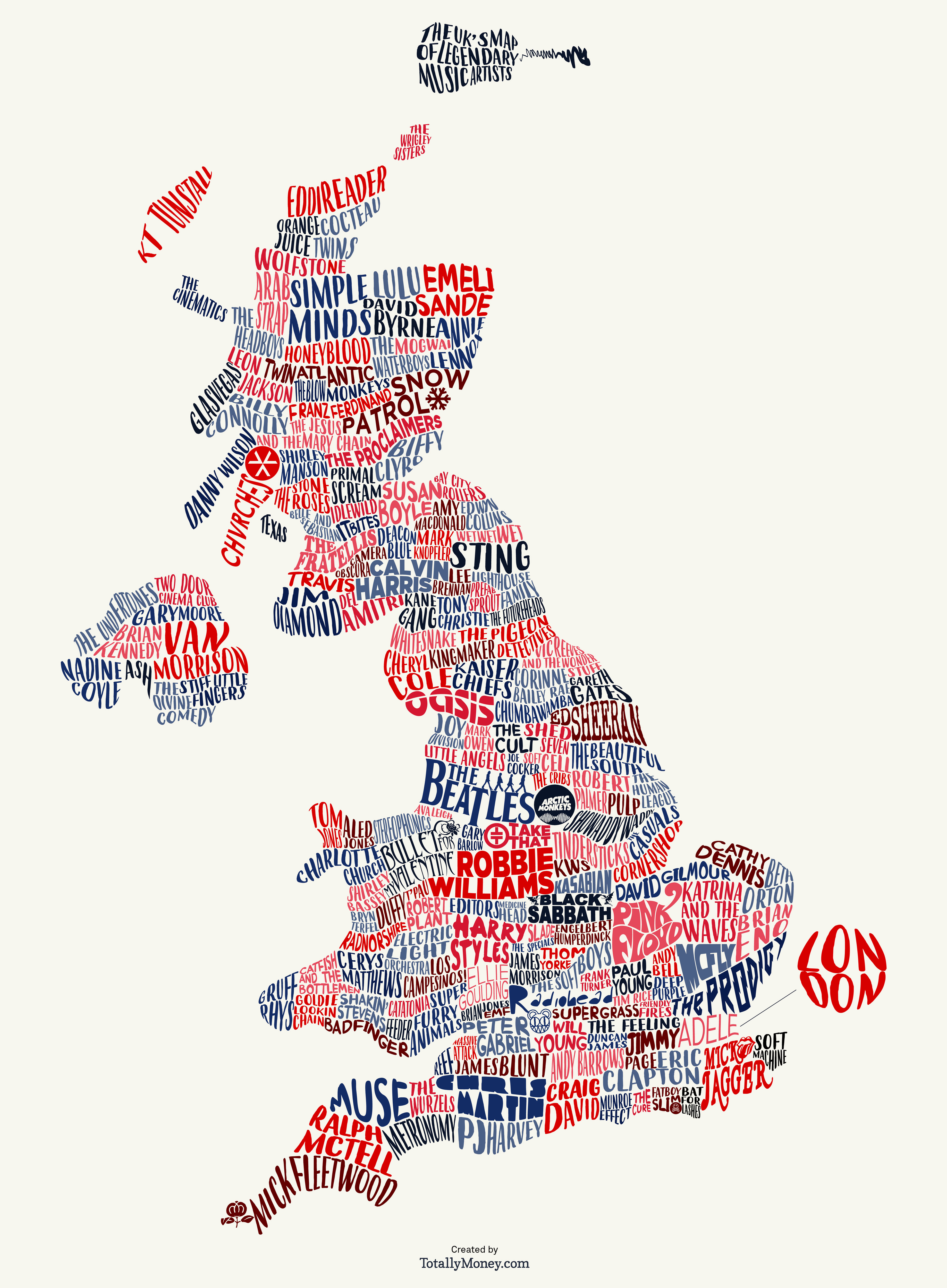 英国大不列颠和北爱尔兰所有音乐它的荣耀(点击进入全面互动地图)