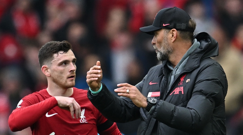 WATCH: Referee's assistant appears to elbow Liverpool's Andy Robertson in face thumbnail