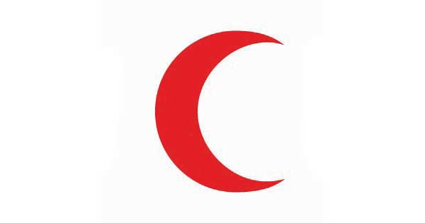 Image of a red crescent on a white background