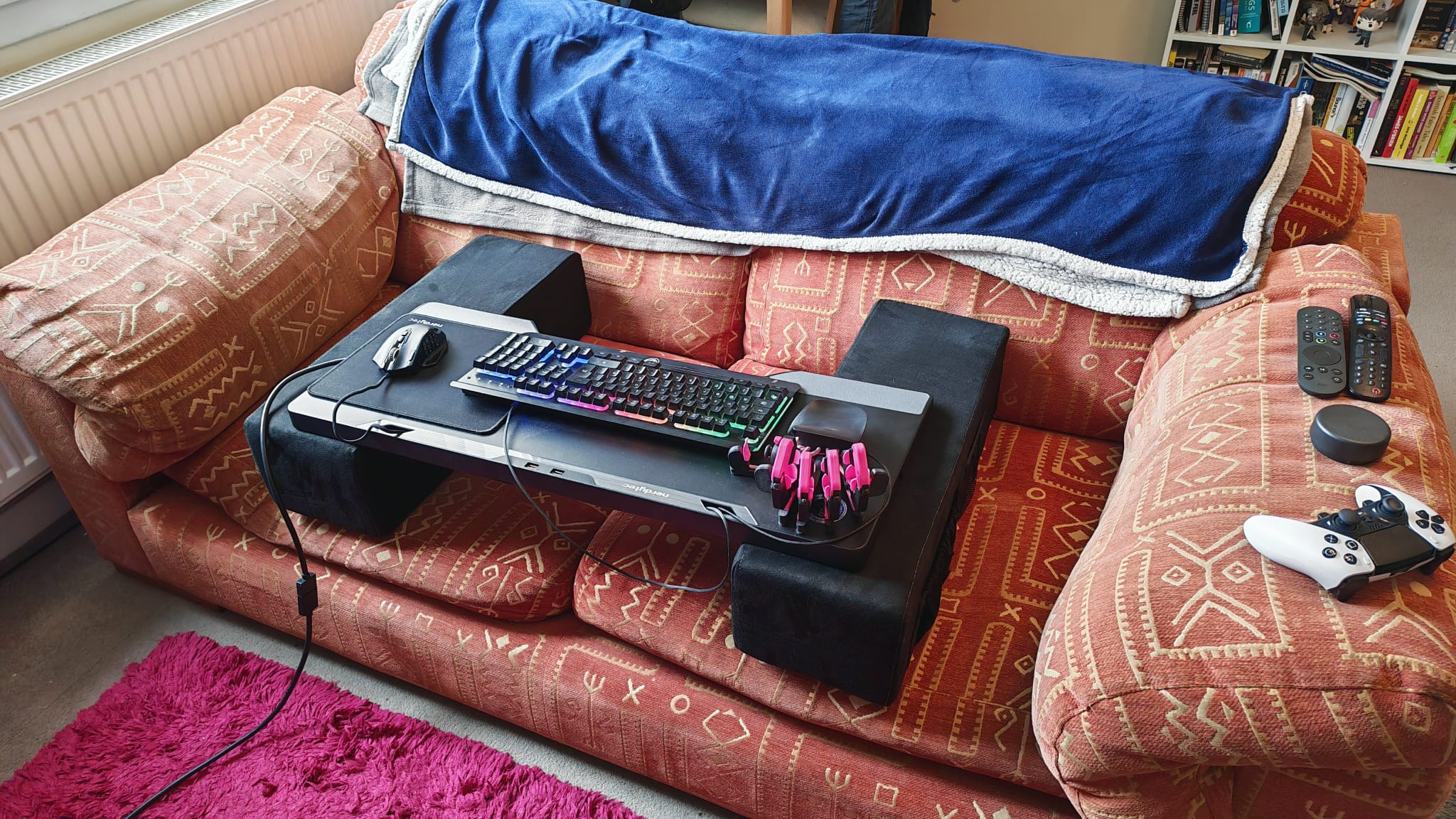A Couchmaster Cycon 2 setup on someone&#039;s couch