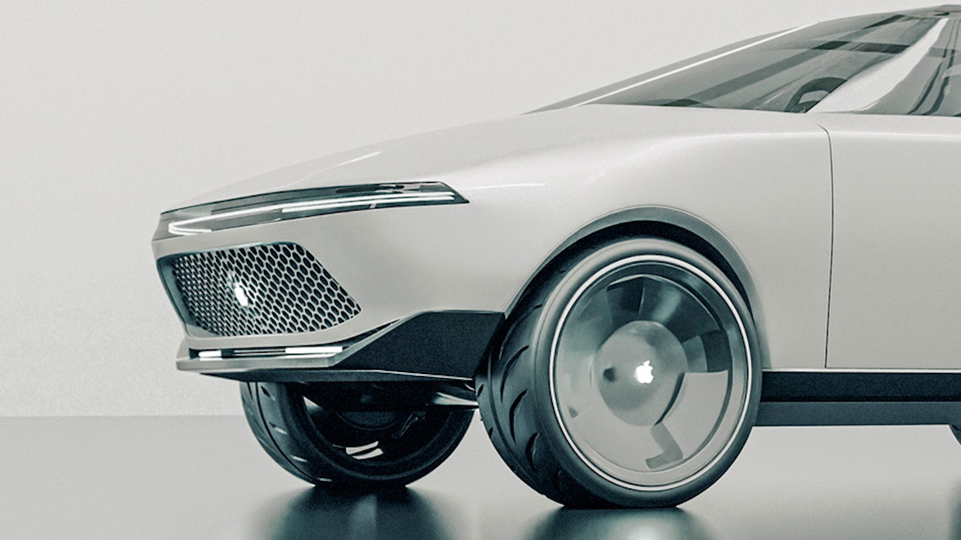 A close up of the 3D render of the Apple Car.