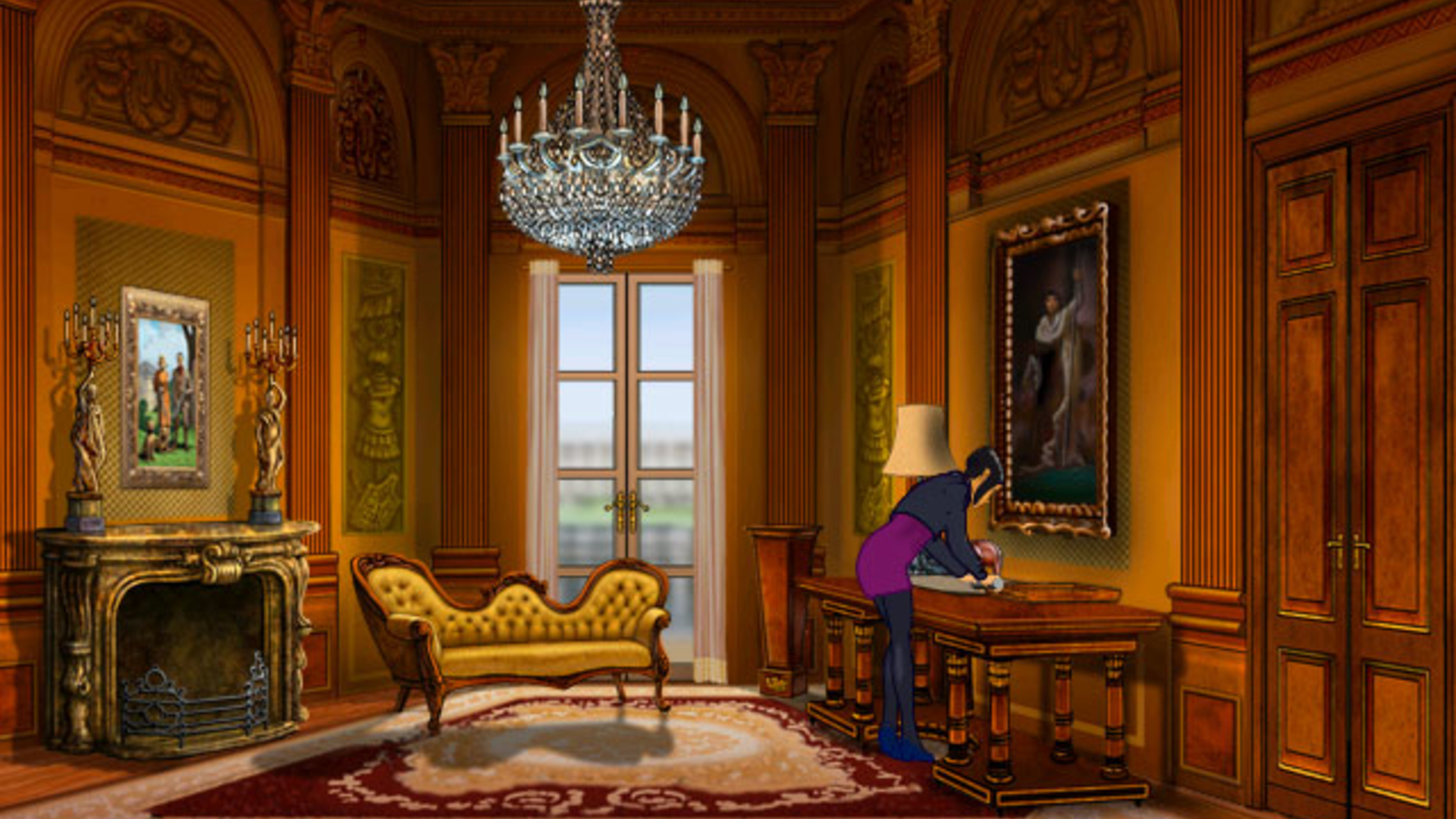 Someone searching drawers in a fancy Elizabethan mansion