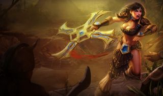 A white female with a glaive