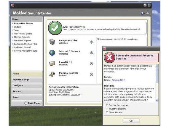 how to uninstall mcafee internet security suite