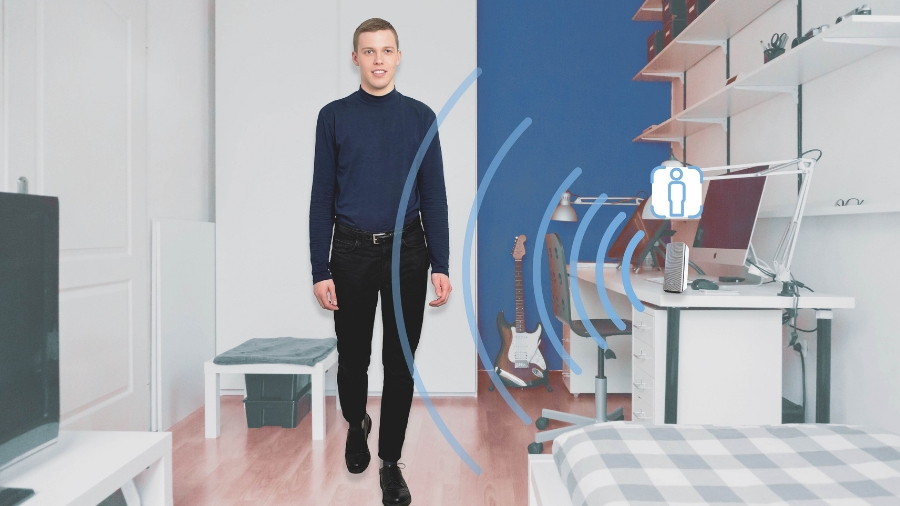 Elliptic Labs' 'Inner Reflection' tech uses proximity sensors to detect where the viewer is.