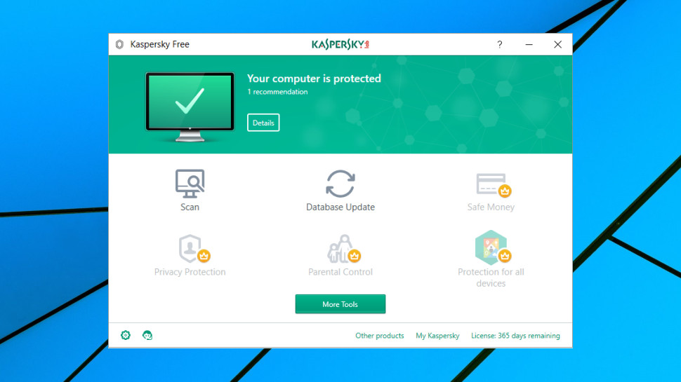 Kaspersky Free Antivirus console