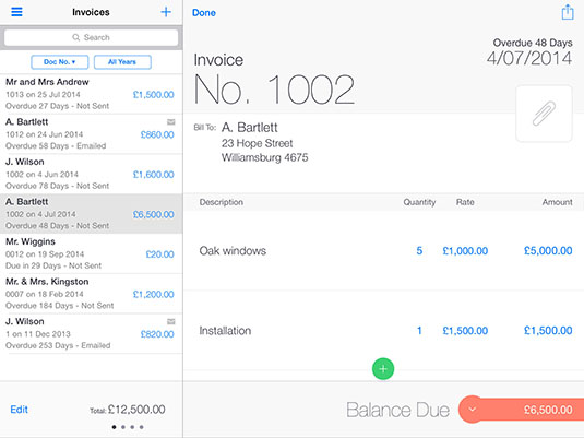 Best iPad pro apps for designers: Invoice2Go